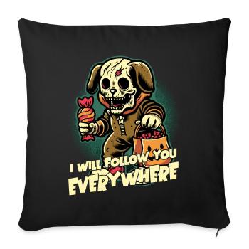 Halloween squelette chien collection de bonbons - Housse de coussin décorative 45 x 45 cm - noir - Devant