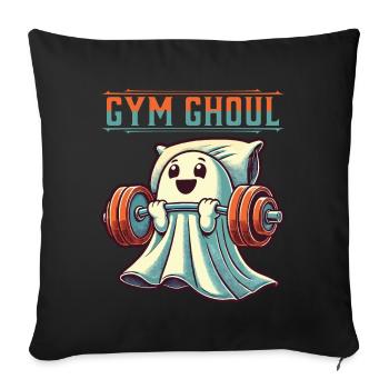 Gym goule drôle fitness fantôme illustration - Housse de coussin décorative 45 x 45 cm - noir - Devant
