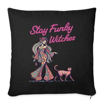 Drôle de sorcière disant chat amant sorcière - Housse de coussin décorative 45 x 45 cm - noir - Devant