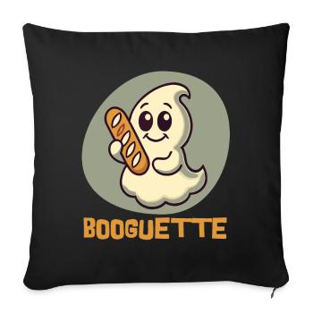 Ghost with Booguette for Baguette Fans - Sofa pillowcase 17,3'' x 17,3'' (45 x 45 cm) - black - Front
