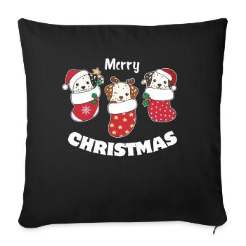 Cute dogs in Christmas socks for Christmas - Sofa pillowcase 17,3'' x 17,3'' (45 x 45 cm) - black - Front