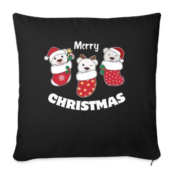 Cute polar bears in Christmas socks for Christmas - Sofa pillowcase 17,3'' x 17,3'' (45 x 45 cm) - black - Front