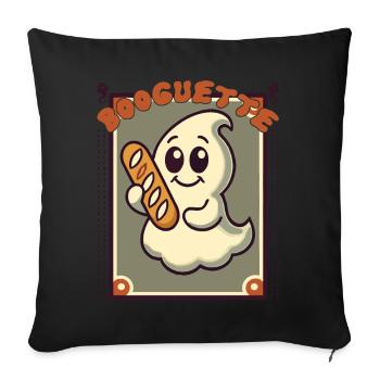 Ghost with baguette for Booguette fans - Sofa pillowcase 17,3'' x 17,3'' (45 x 45 cm) - black - Front