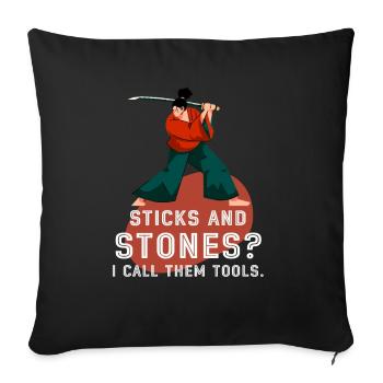 Arnis Eskrima Kali Art philippin - Housse de coussin décorative 45 x 45 cm - noir - Devant