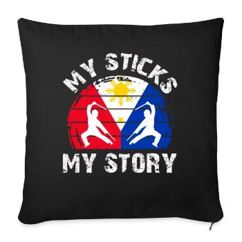 Arnis Kali Eskrima Filipino FMA - Housse de coussin décorative 45 x 45 cm - noir - Devant