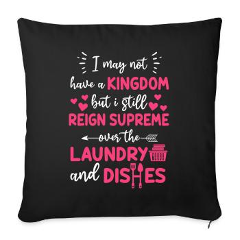 Régner sur la lessive et la vaisselle Ménagère - Housse de coussin décorative 45 x 45 cm - noir - Devant