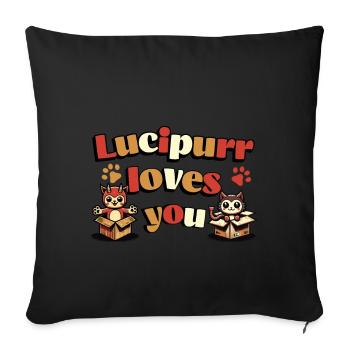 Funny Cats Lucipurr Loves You - Sofa pillowcase 17,3'' x 17,3'' (45 x 45 cm) - black - Front
