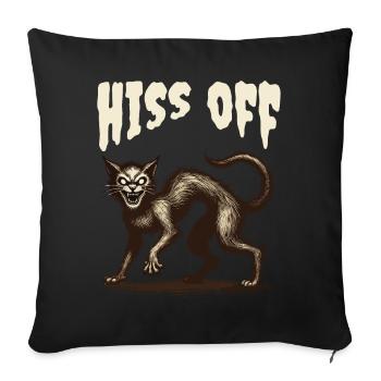 Hiss Off Creepy Cat Illustration - Sofa pillowcase 17,3'' x 17,3'' (45 x 45 cm) - black - Front