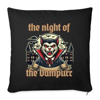 Vampire Cat Night of the Steamer - Sofa pillowcase 17,3'' x 17,3'' (45 x 45 cm) - black - Front