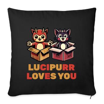 Lucipurr t’aime chats de dessin animé - Housse de coussin décorative 45 x 45 cm - noir - Devant