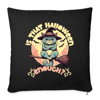 Le chapeau de sorcière de chat d’Halloween est-il suffisant - Housse de coussin décorative 45 x 45 cm - noir - Devant