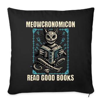 Meowcronomicon Lire de bons livres - Housse de coussin décorative 45 x 45 cm - noir - Devant