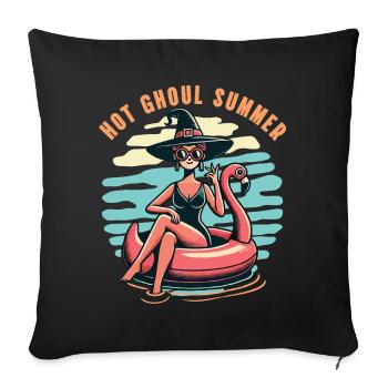 Hot Ghoul Summer Witch On Flamingo - Sofa pillowcase 17,3'' x 17,3'' (45 x 45 cm) - black - Front