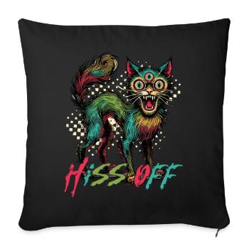 Chat psychédélique sifflement hors design - Housse de coussin décorative 45 x 45 cm - noir - Devant
