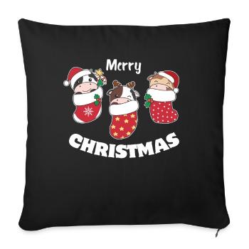 Cute cows in Christmas sock for Christmas cow - Sofa pillowcase 17,3'' x 17,3'' (45 x 45 cm) - black - Front