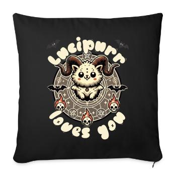 Lucipurr Loves You Magical Cat Motif - Sofa pillowcase 17,3'' x 17,3'' (45 x 45 cm) - black - Front