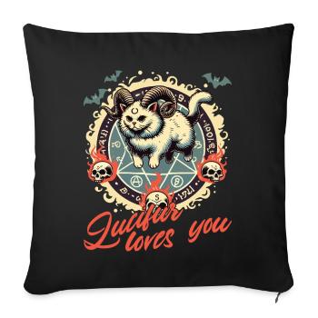 Lucifer t’aime motif de chat mystique - Housse de coussin décorative 45 x 45 cm - noir - Devant