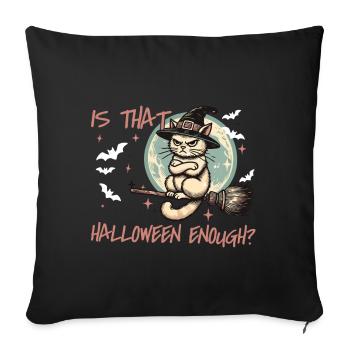 Halloween Cat Witch Hat Full Moon Fun - Sofa pillowcase 17,3'' x 17,3'' (45 x 45 cm) - black - Front