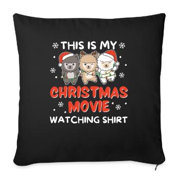 Alpaka Christmas Movie Watching - Sofakissenbezug 45 x 45 cm - Schwarz - Vorne