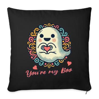 luxureTu es mon boo fantôme amour - Housse de coussin décorative 45 x 45 cm - noir - Devant