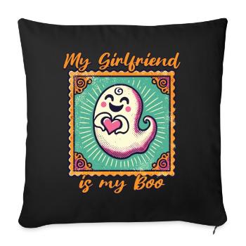 My girlfriend is my boo ghost love - Sofa pillowcase 17,3'' x 17,3'' (45 x 45 cm) - black - Front