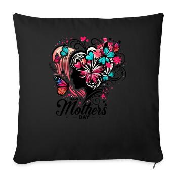 Mother's Day Design Woman Head Silhouette - Sofa pillowcase 17,3'' x 17,3'' (45 x 45 cm) - black - Front
