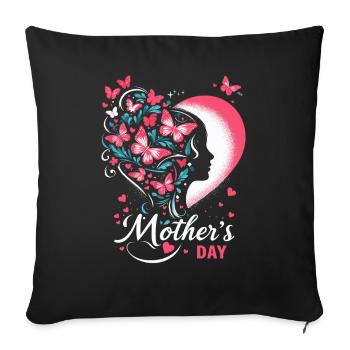 Mother's Day Idea Butterfly Woman Head Silhouette - Sofa pillowcase 17,3'' x 17,3'' (45 x 45 cm) - black - Front