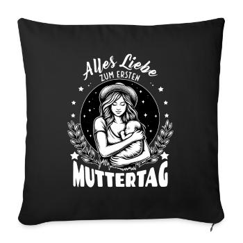Bonne Première Fête des Mères Mère avec Enfant - Housse de coussin décorative 45 x 45 cm - noir - Devant