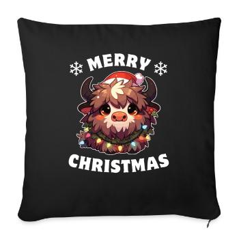 Chapeau de Noël Fée de Noël Yak - Housse de coussin décorative 45 x 45 cm - noir - Devant