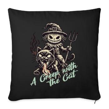 Balade effrayante avec le chat Halloween - Housse de coussin décorative 45 x 45 cm - noir - Devant