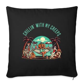 Chillin' With My Creeps Pumpkin - Sofa pillowcase 17,3'' x 17,3'' (45 x 45 cm) - black - Front