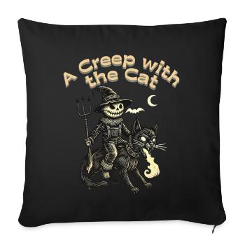 Effrayant avec le chat Halloween Fun - Housse de coussin décorative 45 x 45 cm - noir - Devant