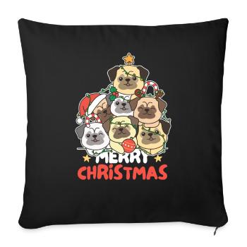 Pug Christmas Tree Merry Christmas - Sofa pillowcase 17,3'' x 17,3'' (45 x 45 cm) - black - Front