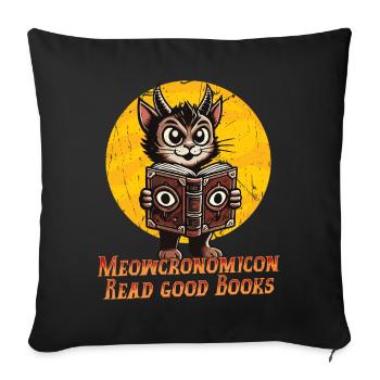 Meowcronicon Read Good Books Cat - Sofa pillowcase 17,3'' x 17,3'' (45 x 45 cm) - black - Front