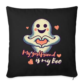 My girlfriend is my boo ghost love - Sofa pillowcase 17,3'' x 17,3'' (45 x 45 cm) - black - Front