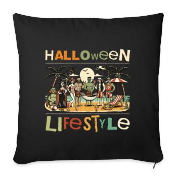 Halloween, style de vie, plage, plaisir - Housse de coussin décorative 45 x 45 cm - noir - Devant