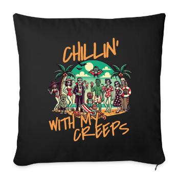 Se détendre avec mes amis effrayants - Housse de coussin décorative 45 x 45 cm - noir - Devant