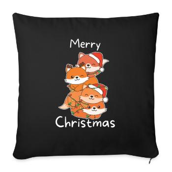 Fox Christmas Tree Christmas Animals Foxes - Sofa pillowcase 17,3'' x 17,3'' (45 x 45 cm) - black - Front
