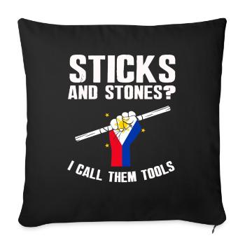 Arnis Eskrima Kali Arts Philippins FMA - Housse de coussin décorative 45 x 45 cm - noir - Devant