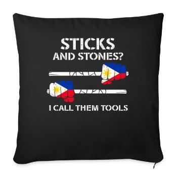 Arnis Eskrima Kali Arts Philippins FMA - Housse de coussin décorative 45 x 45 cm - noir - Devant