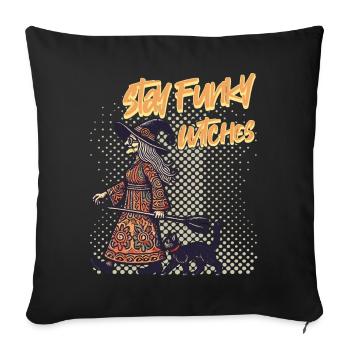 Drôle de sorcière disant chat amant sorcière - Housse de coussin décorative 45 x 45 cm - noir - Devant