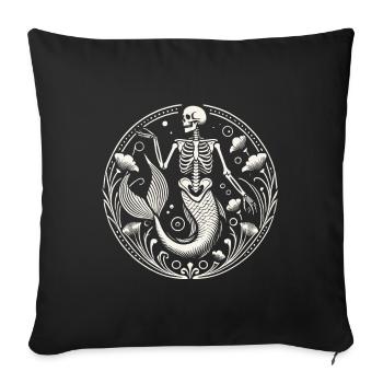 Squelette mystique Sirène Art - Housse de coussin décorative 45 x 45 cm - noir - Devant