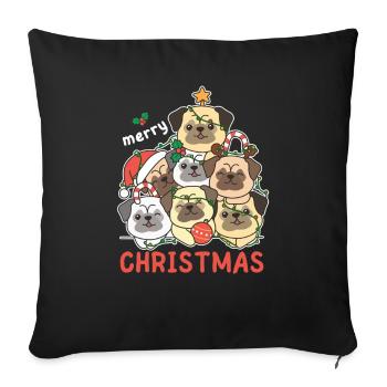 Pug Christmas Tree Merry Christmas - Sofa pillowcase 17,3'' x 17,3'' (45 x 45 cm) - black - Front