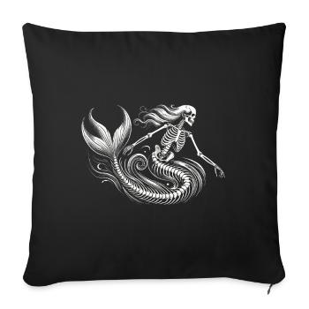 Squelette Sirène Art Mystique - Housse de coussin décorative 45 x 45 cm - noir - Devant