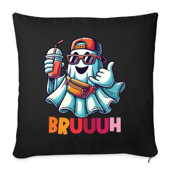 Ghost with Broth Attitude for Cool Ghosts - Sofa pillowcase 17,3'' x 17,3'' (45 x 45 cm) - black - Front