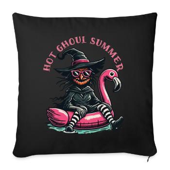 Hot Ghoul Summer Witches Flamingo Fun - Sofa pillowcase 17,3'' x 17,3'' (45 x 45 cm) - black - Front