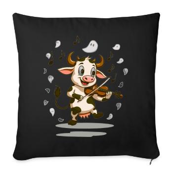 Adorable Violinist Cow - Sofa pillowcase 17,3'' x 17,3'' (45 x 45 cm) - black - Front