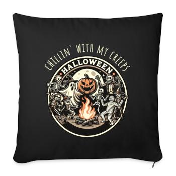 Halloween Chillin' With My Creeps - Sofa pillowcase 17,3'' x 17,3'' (45 x 45 cm) - black - Front