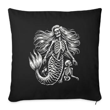 Squelette mystique Sirène Art - Housse de coussin décorative 45 x 45 cm - noir - Devant