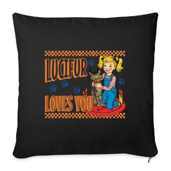 Lucifur Loves You Cat Friends - Sofa pillowcase 17,3'' x 17,3'' (45 x 45 cm) - black - Front